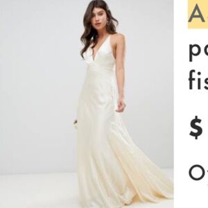 ASOS Cream Pleated Halter Wedding Gown